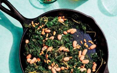 Garlic and Lemon Kale with Cannellini Beans and Pine Nuts