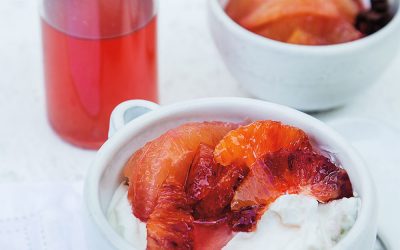Pink Grapefruit Poached in Hot Red Belly Honey