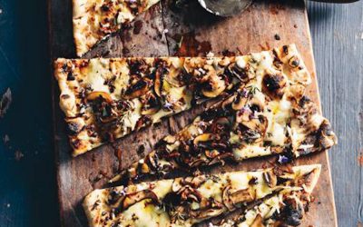 Grilled Pizza Bianca with Mushrooms, Fontina and Rosemary