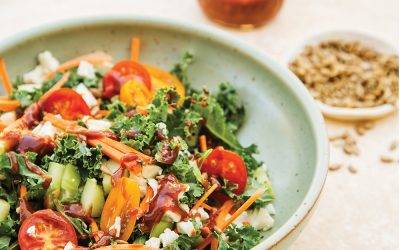 Cucumber and Carrot Salad with Citrus-Hummus Dressing