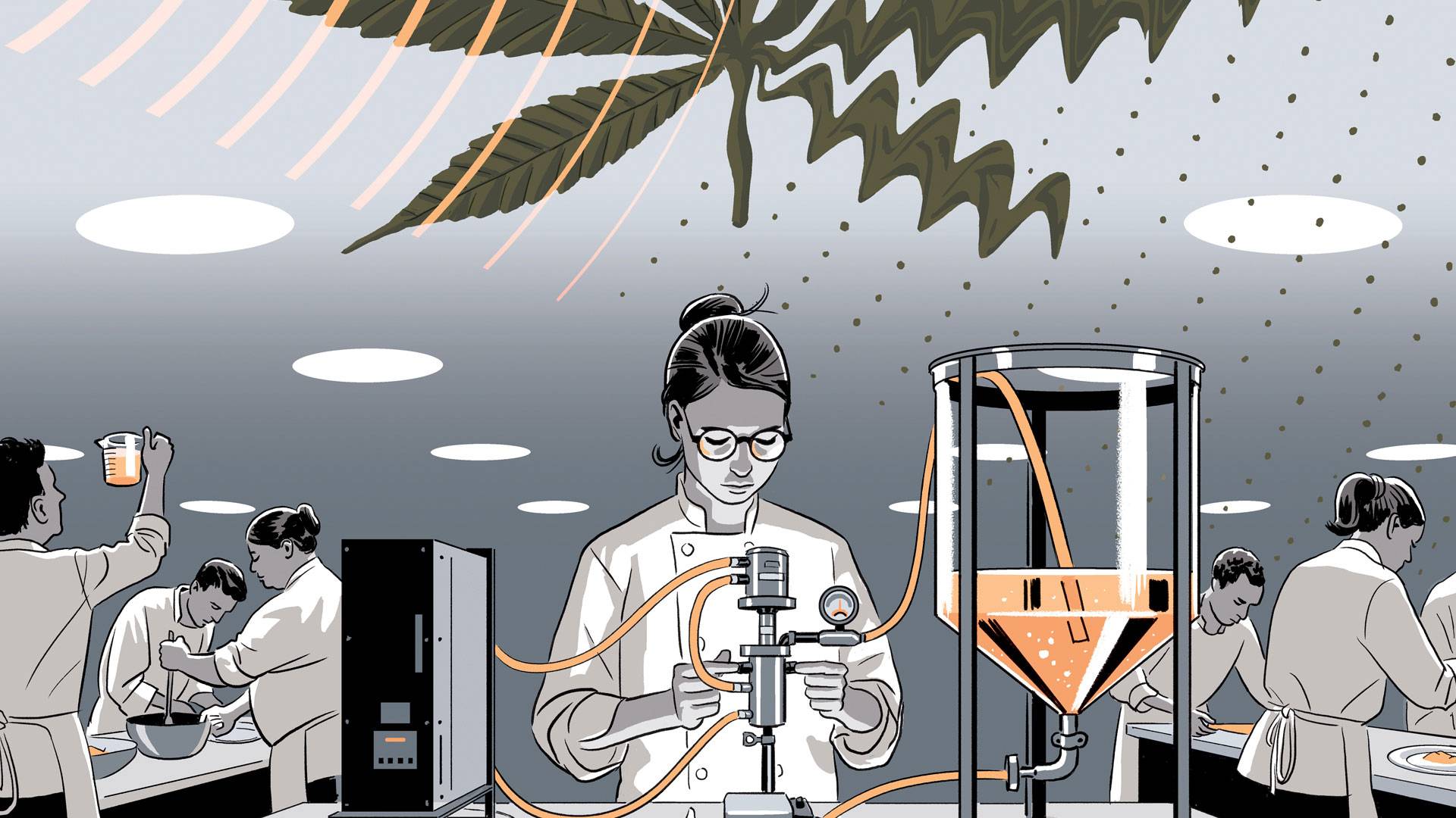 Cannabis sonication / nanoemulsions lab - illustration